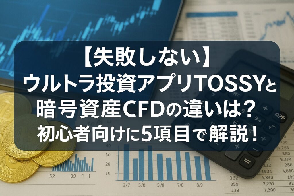 【失敗しない】ウルトラ投資アプリTOSSYと暗号資産CFDの違いは？初心者向けに5項目で解説！