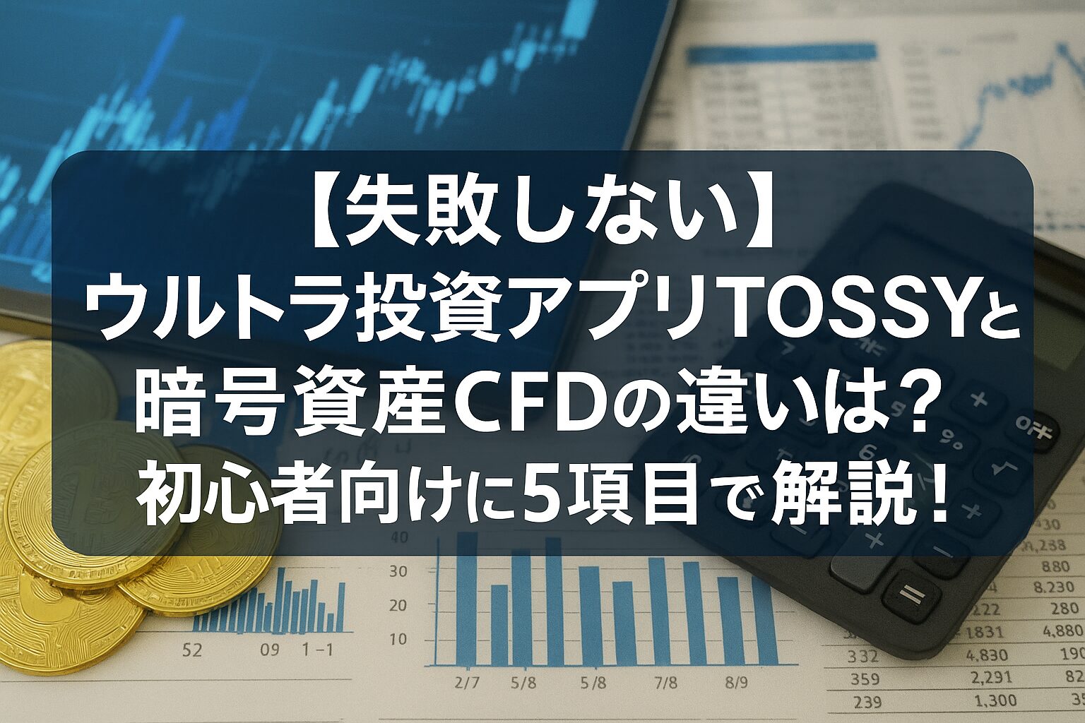 【失敗しない】ウルトラ投資アプリTOSSYと暗号資産CFDの違いは？初心者向けに5項目で解説！